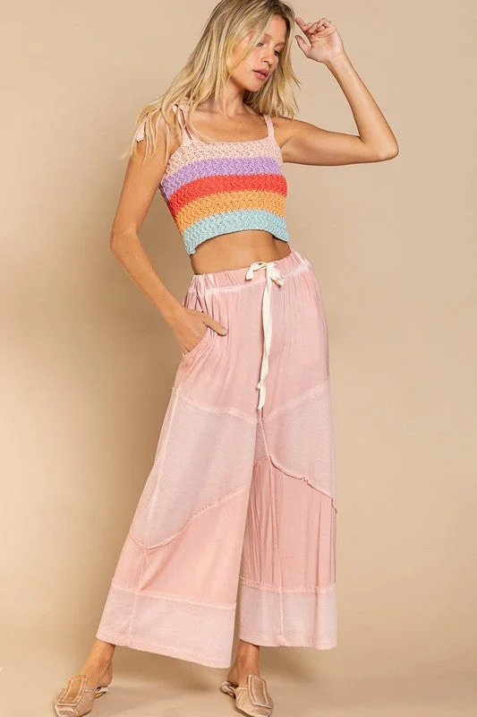 Rainbow Festival Knit Crop Tank Top Loose Tank Dress