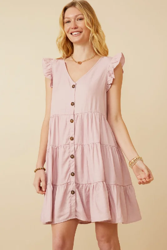 Ruffled Button Down Tiered Tank Dress White Tank Dress
