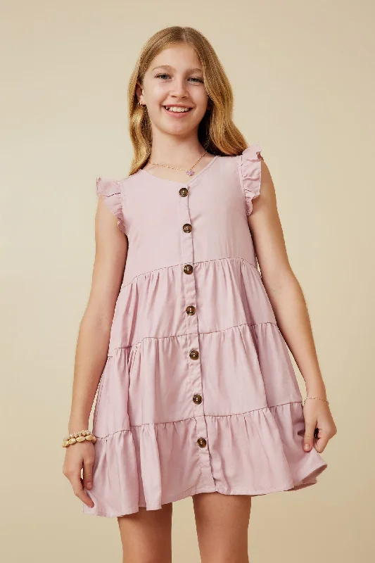 Ruffled Button Down Tiered Tank Dress Sexy Sleeveless Tank