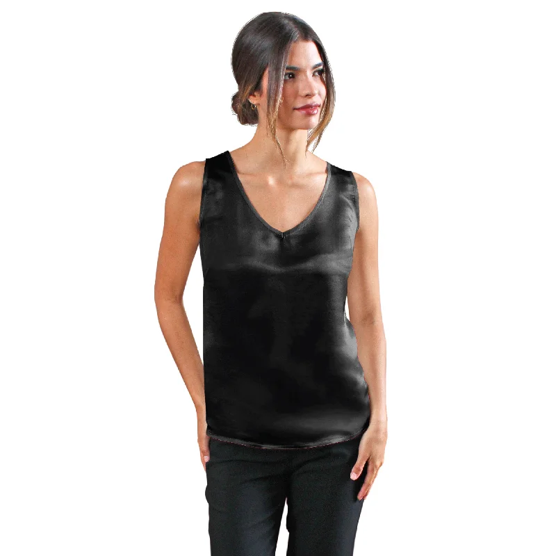 Luxury Artisan Silk Blouse Sleeveless, Tank Top V Neck, Washable Natural Mulberry Silk Off-shoulder Tank Dress