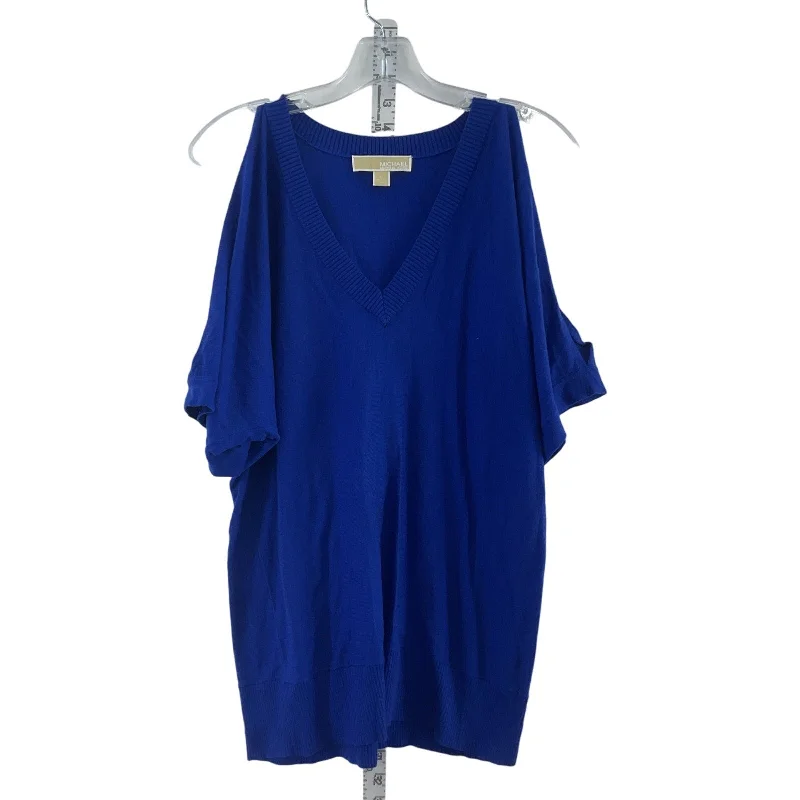 Michael Kors Blue Midi Sweater Cold Shoulder Womens Dress A-Line L Preowned