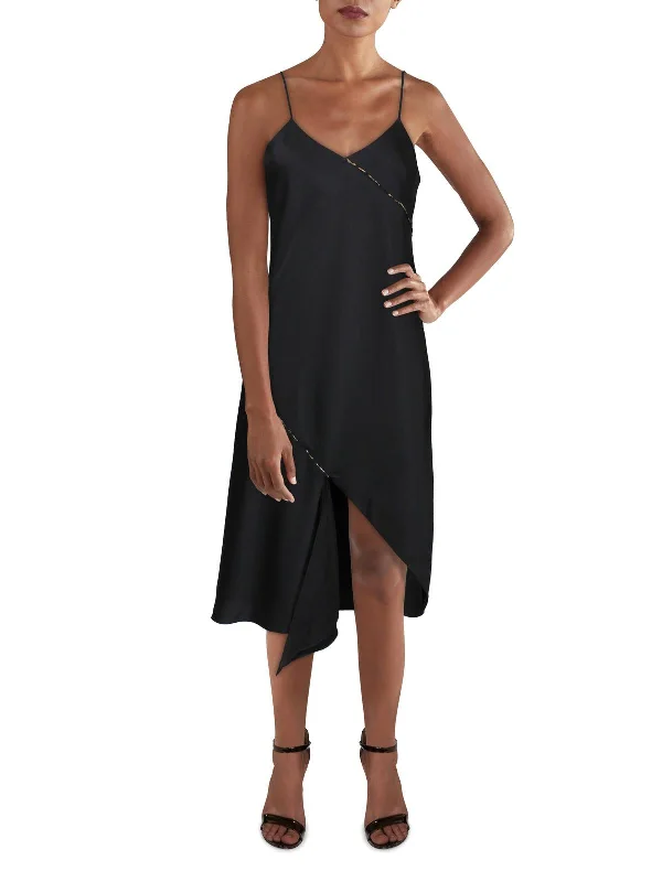 Womens Satin Midi Slip Dress